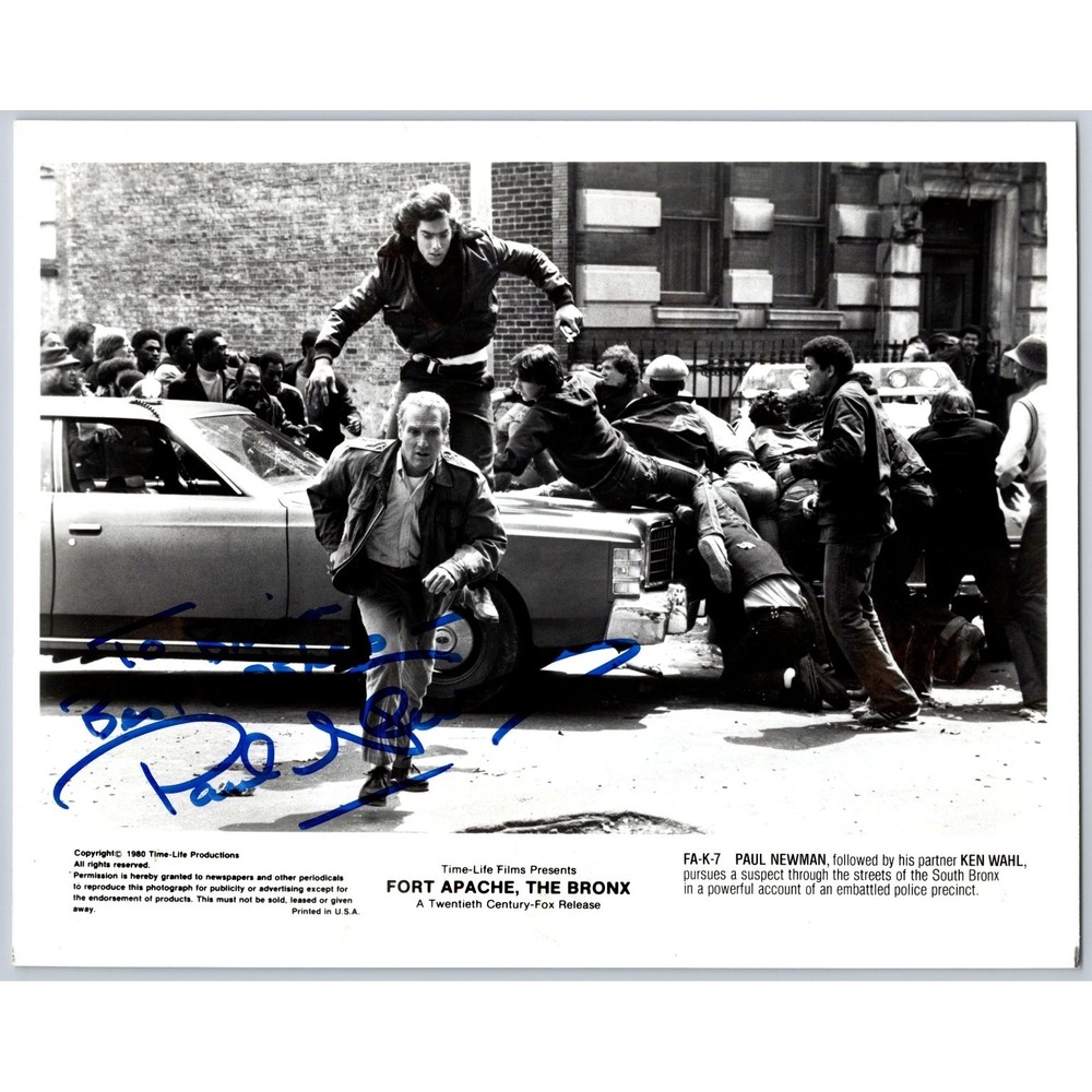 Paul Newman Autograph Photo Fort Apache The Bronx 1980 Movie Still FA-K-7